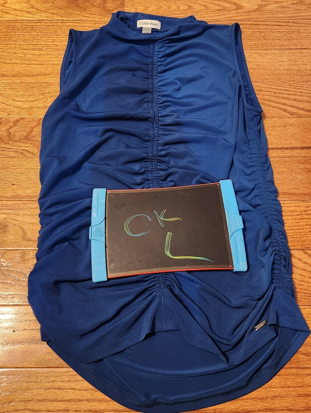 Calvin Klein Royal Blue Ruched Sleeveless Top Large CK